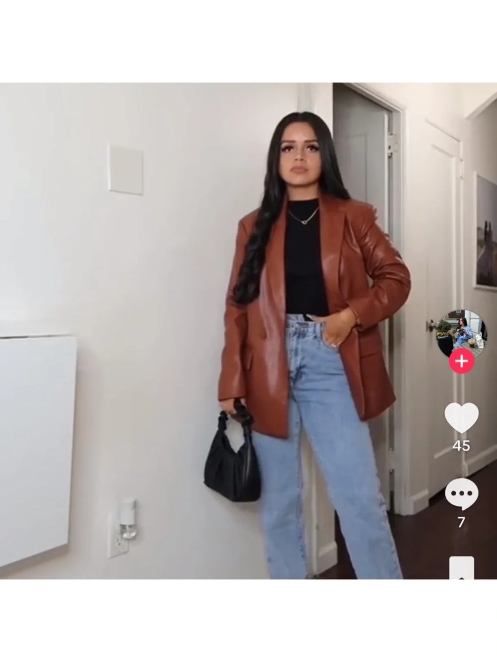 Zara Faux leather Oversized blazer - Picture 7 of 12